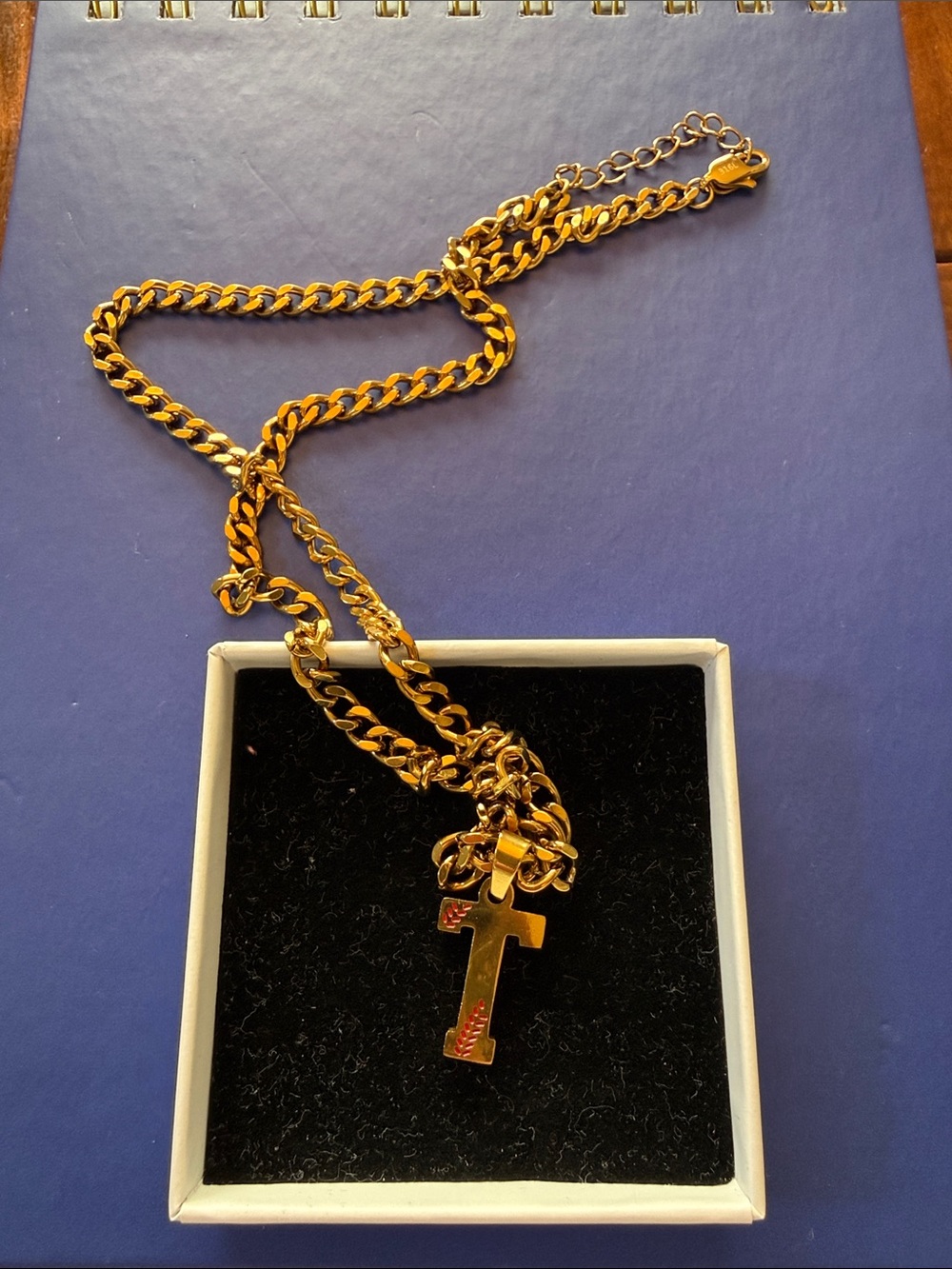 “T” baseball chain necklace